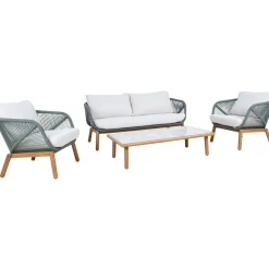 Puutarhakalustesetti Home4You TUXEDO pöytä, sohva ja 2 tuolia, vihreä