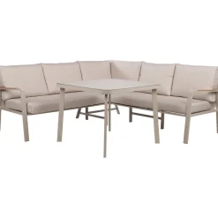 Puutarhakalustesetti Home4You UPLAND pöytä ja kulmasohva, beige