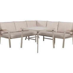 Puutarhakalustesetti Home4You UPLAND pöytä ja kulmasohva, beige
