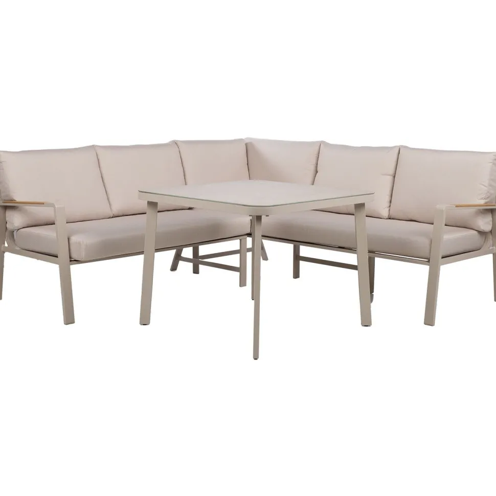 Puutarhakalustesetti Home4You UPLAND pöytä ja kulmasohva, beige