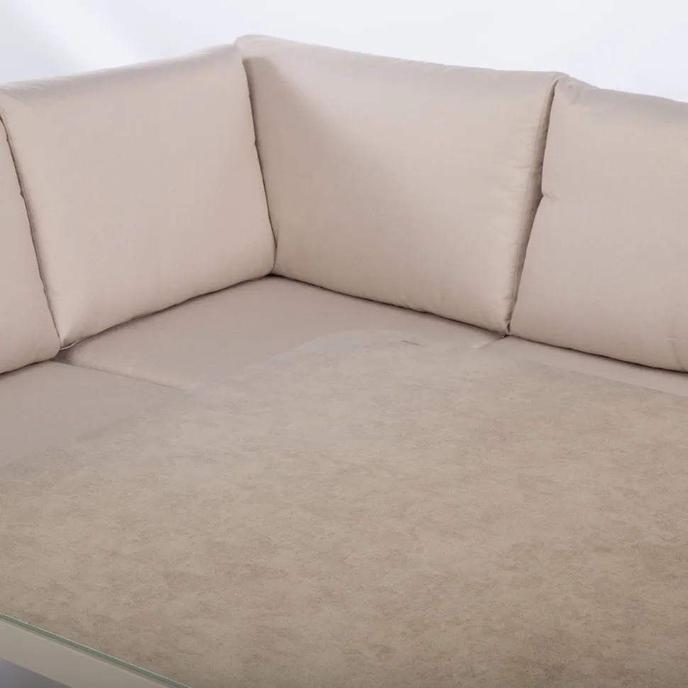 Puutarhakalustesetti Home4You UPLAND pöytä ja kulmasohva, beige