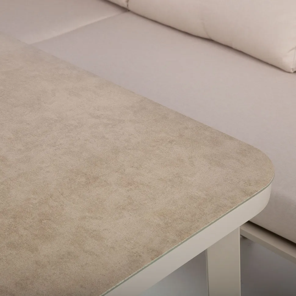 Puutarhakalustesetti Home4You UPLAND pöytä ja kulmasohva, beige