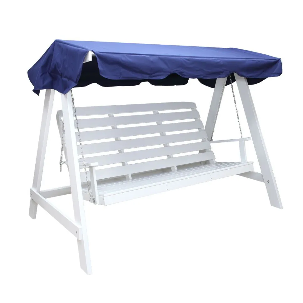 Puutarhakeinu katoksella Baltic Garden Pelle 165cm valkoinen/sininen
