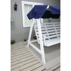 Puutarhakeinu katoksella Baltic Garden Pelle 165cm valkoinen/sininen