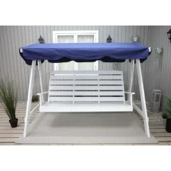 Puutarhakeinu katoksella Baltic Garden Pelle 165cm valkoinen/sininen