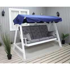 Puutarhakeinu katoksella Baltic Garden Pelle 165cm valkoinen/sininen