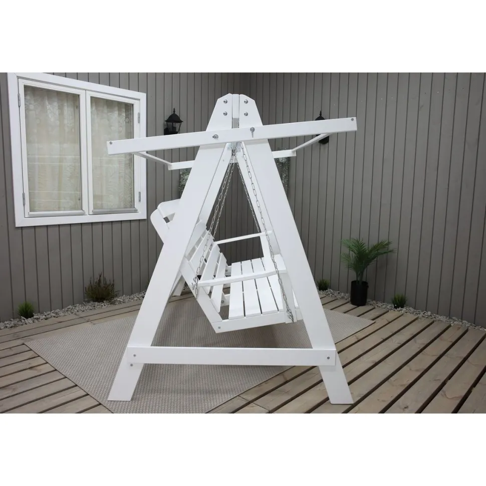 Puutarhakeinu katoksella Baltic Garden Pelle 165cm valkoinen/sininen