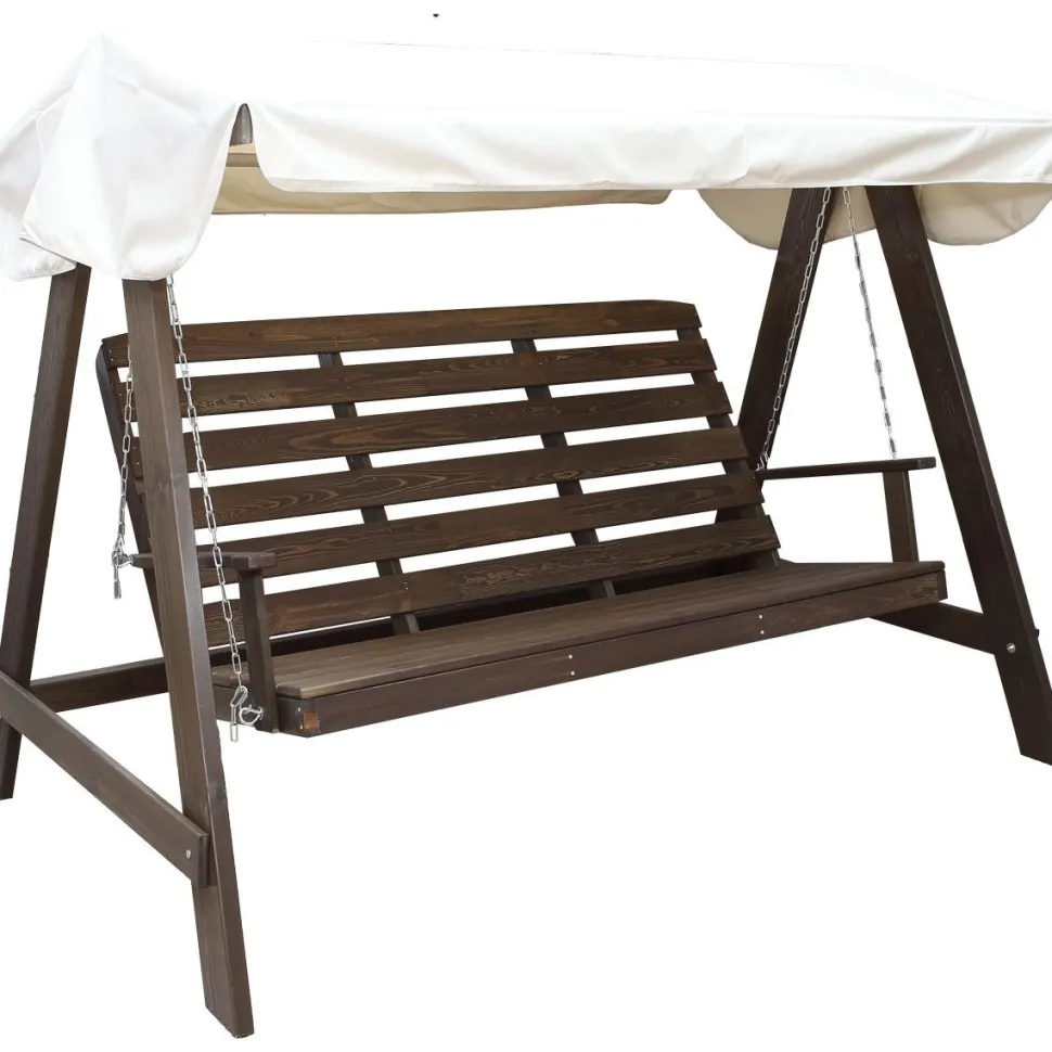 Puutarhakeinu katoksella Baltic Garden Pelle 165cm ruskea/beige
