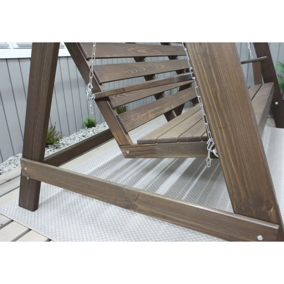 Puutarhakeinu katoksella Baltic Garden Pelle 165cm ruskea/beige