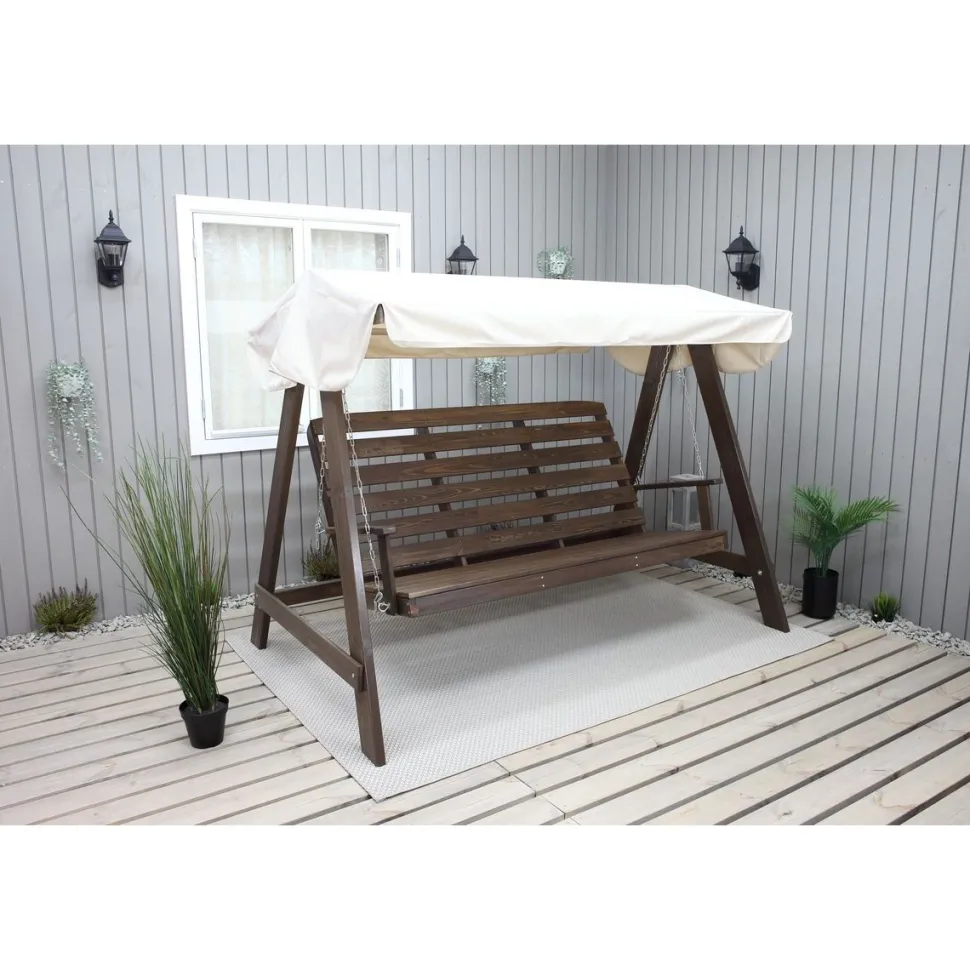 Puutarhakeinu katoksella Baltic Garden Pelle 165cm ruskea/beige