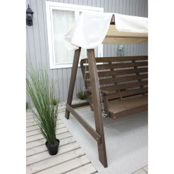 Puutarhakeinu katoksella Baltic Garden Pelle 165cm ruskea/beige
