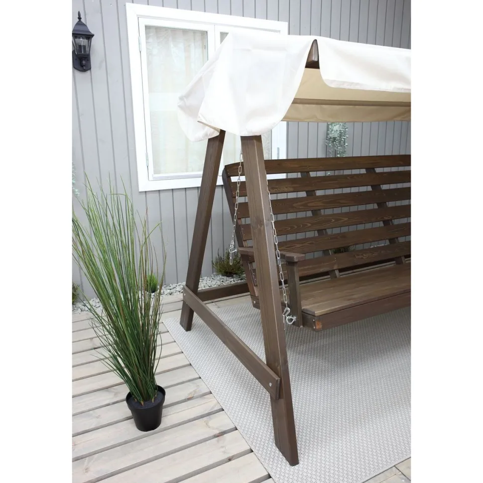 Puutarhakeinu katoksella Baltic Garden Pelle 165cm ruskea/beige
