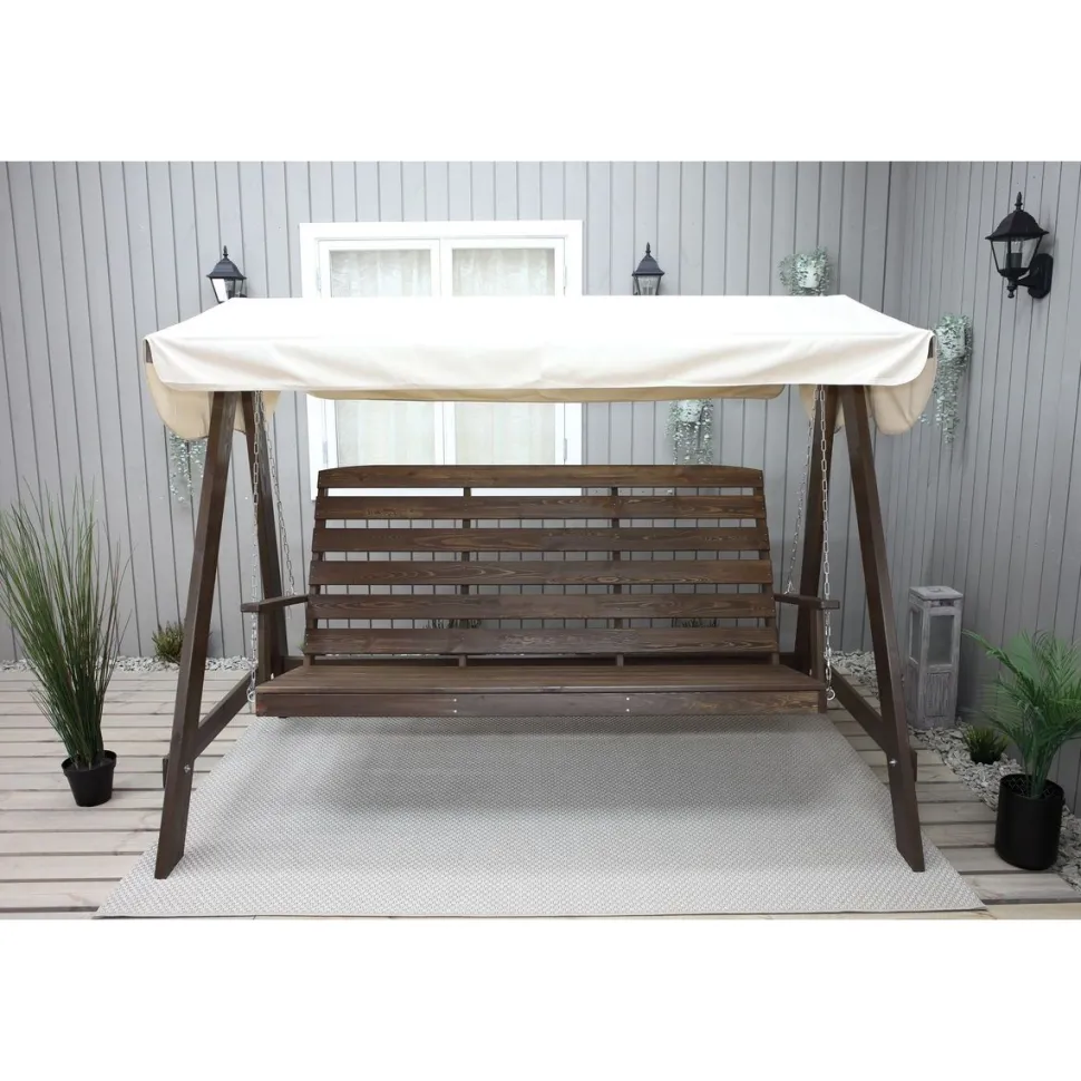 Puutarhakeinu katoksella Baltic Garden Pelle 165cm ruskea/beige