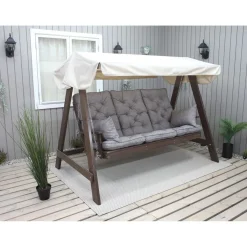 Puutarhakeinu katoksella Baltic Garden Pelle 165cm ruskea/beige