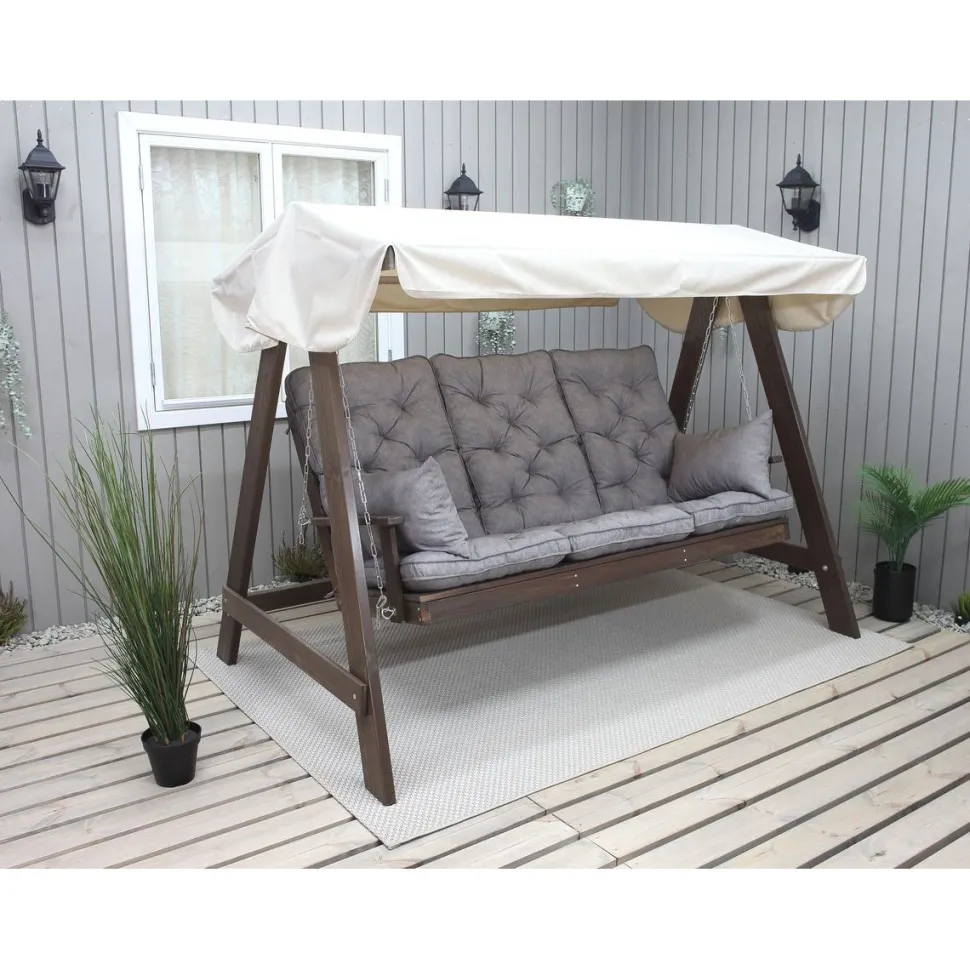 Puutarhakeinu katoksella Baltic Garden Pelle 165cm ruskea/beige