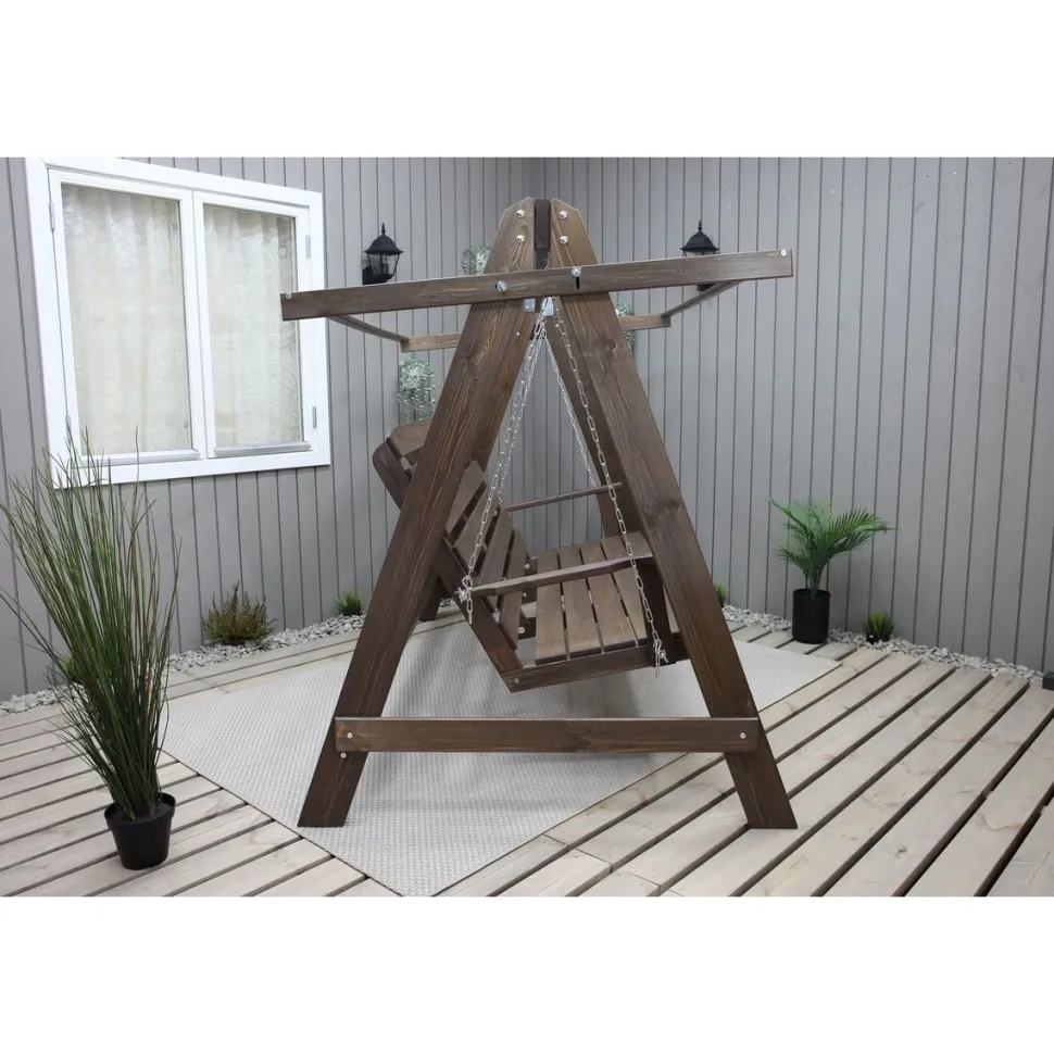 Puutarhakeinu katoksella Baltic Garden Pelle 165cm ruskea/beige