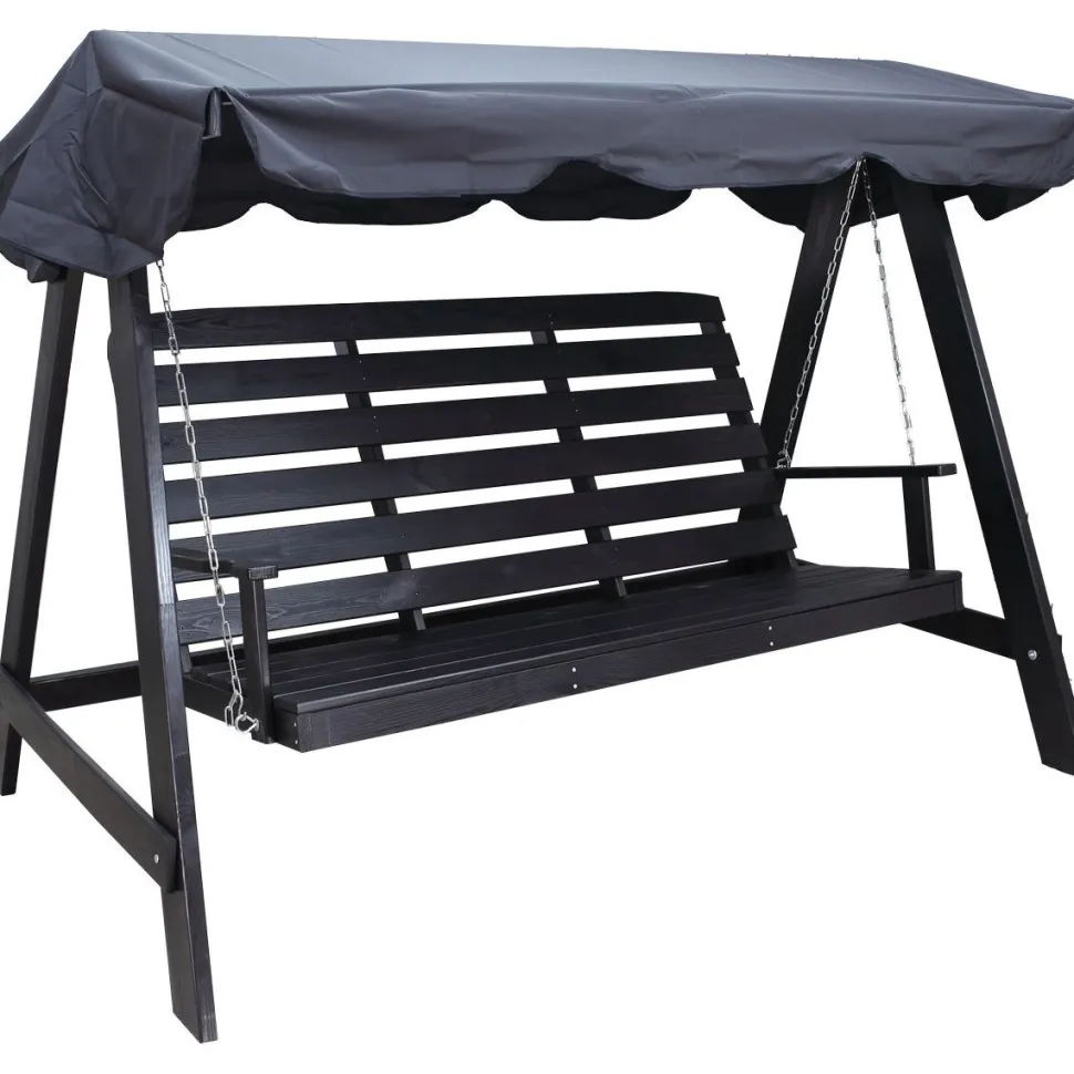 Puutarhakeinu katoksella Baltic Garden Pelle 165cm musta