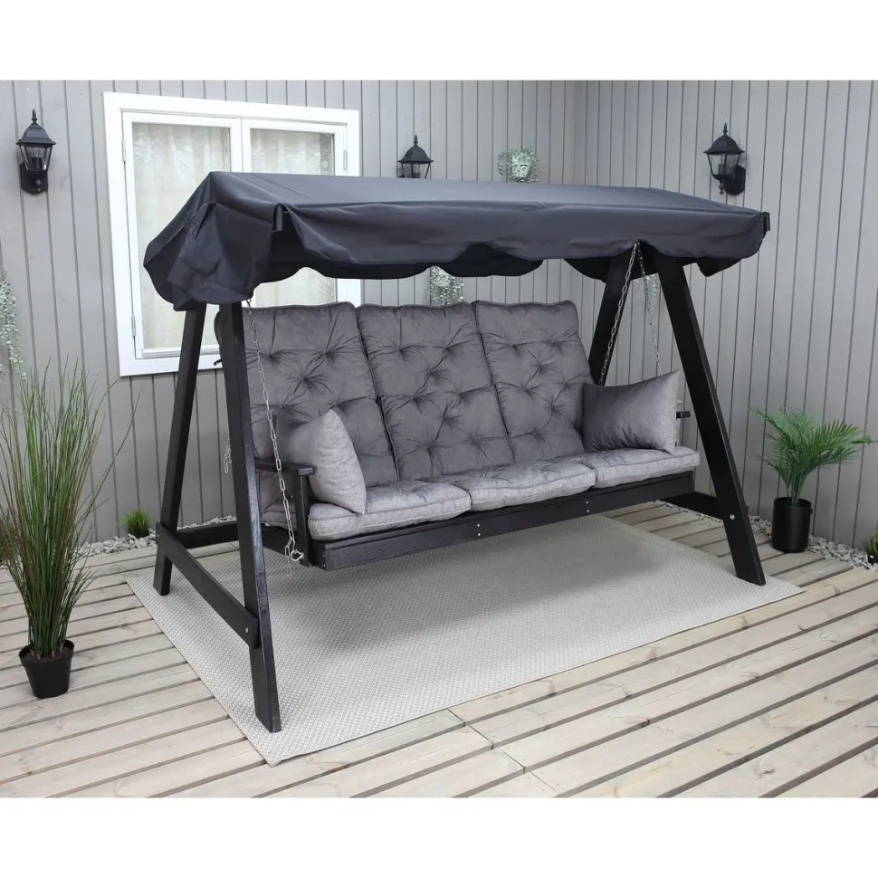 Puutarhakeinu katoksella Baltic Garden Pelle 165cm musta