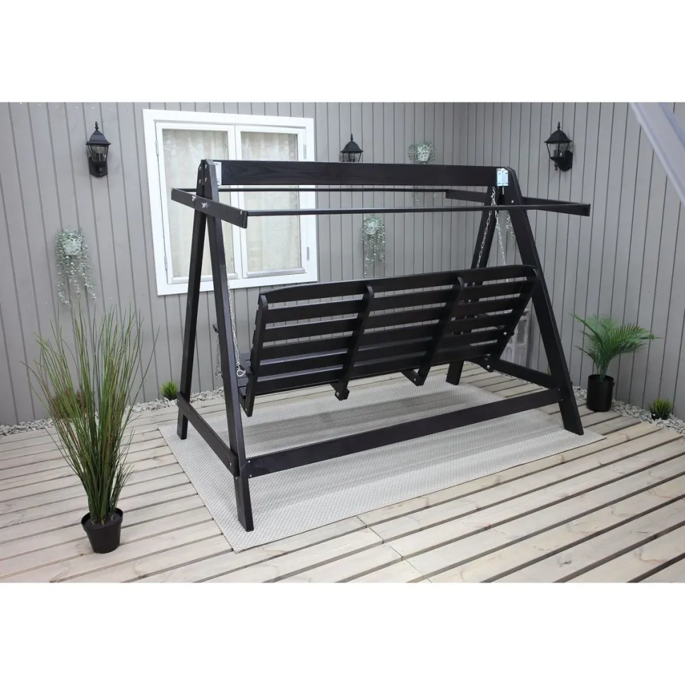 Puutarhakeinu katoksella Baltic Garden Pelle 165cm musta