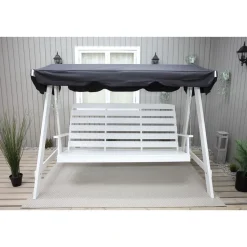 Puutarhakeinu katoksella Baltic Garden Pelle 165cm valkoinen/musta