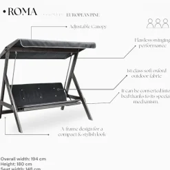Puutarhakeinu Linento Garden Roma, 3-istuttava, laivastonsininen