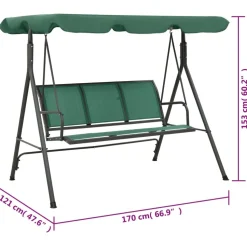 Puutarhakeinu vihreä 170 cm textilene ja teräs (63323)