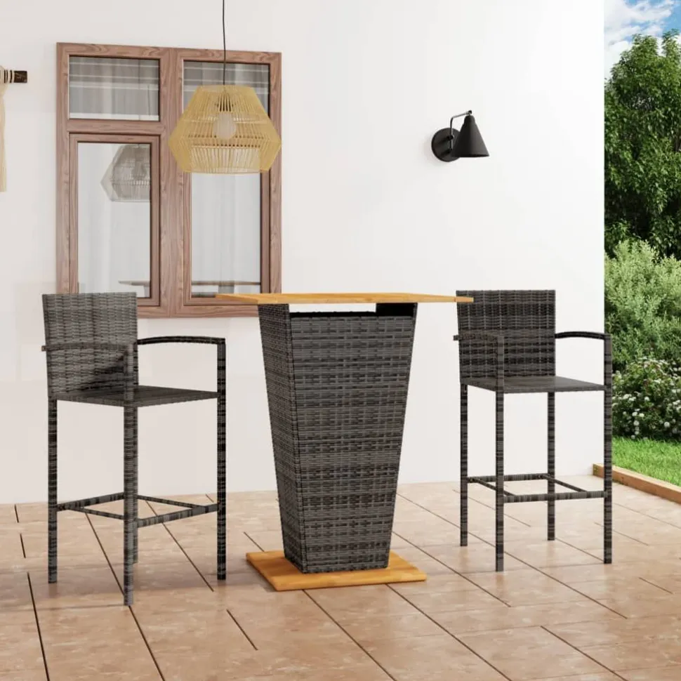 Puutarhan bistrosarja 3-osainen harmaa (64869)