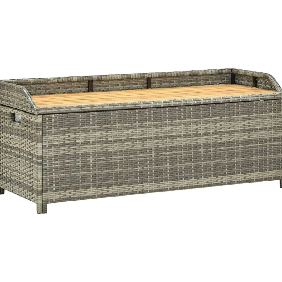 Puutarhan säilytyspenkki 120 cm polyrottinki harmaa
