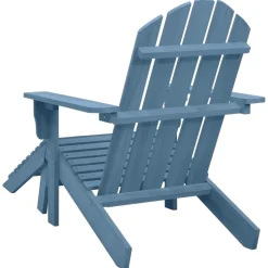 Puutarhan Adirondack-tuoli rahilla täysi kuusi sininen (15865)