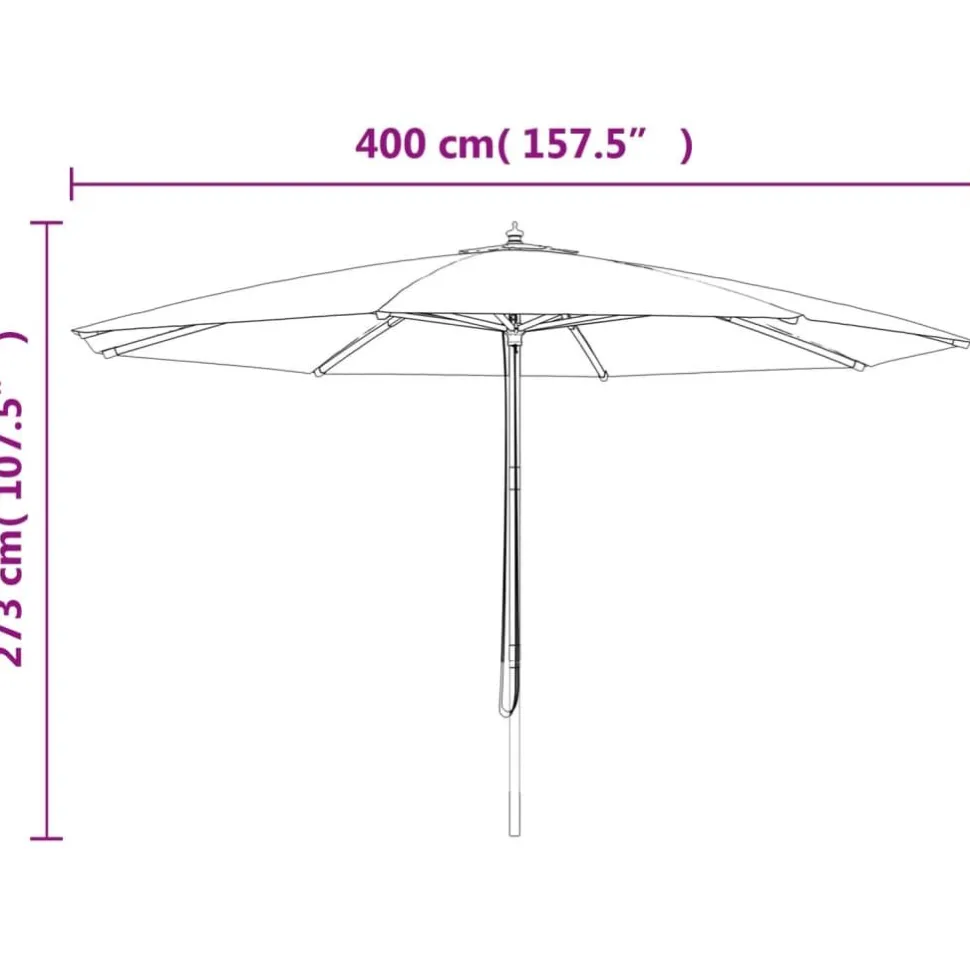 Puutarhan aurinkovarjo puutolppa antrasiitti 400x273 cm
