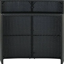 Puutarhan baaripöytä, musta, 120x55x110 cm, polyrottinki