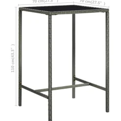 Puutarhan bistrosarja 3-osainen polyrottinki harmaa (64838)