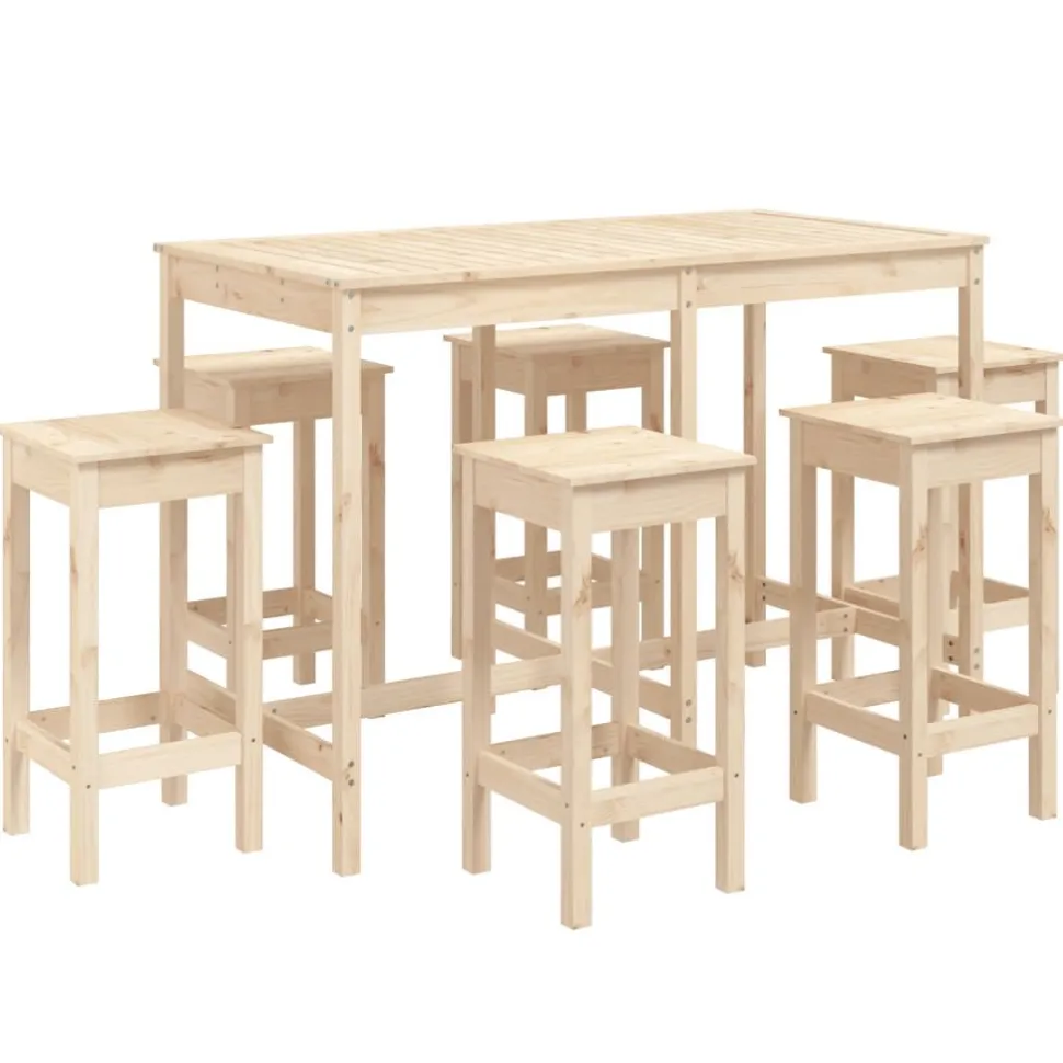 Puutarhan bistrosarja 7-osainen valkoinen täysi mänty (54756)