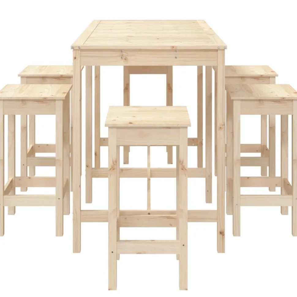 Puutarhan bistrosarja 7-osainen valkoinen täysi mänty (54756)