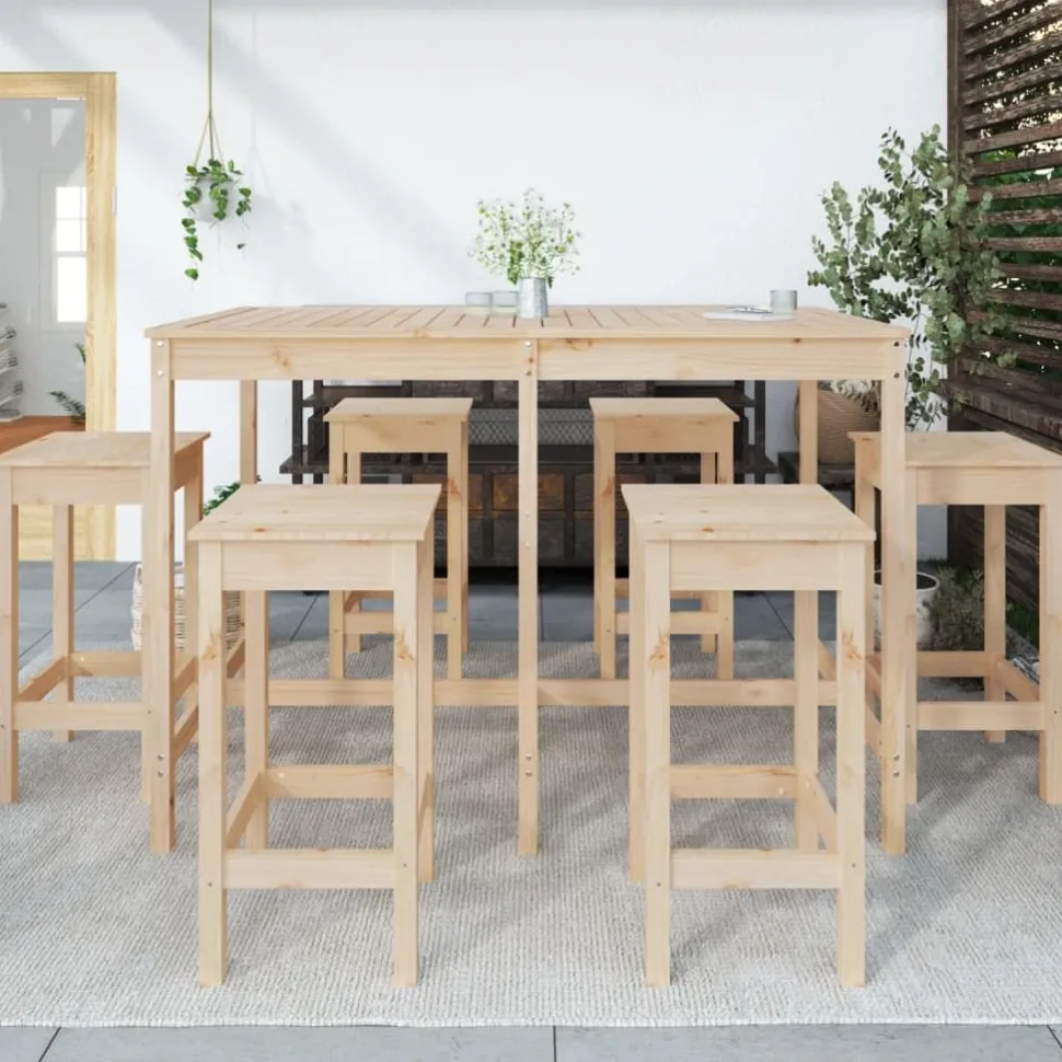 Puutarhan bistrosarja 7-osainen valkoinen täysi mänty (54756)