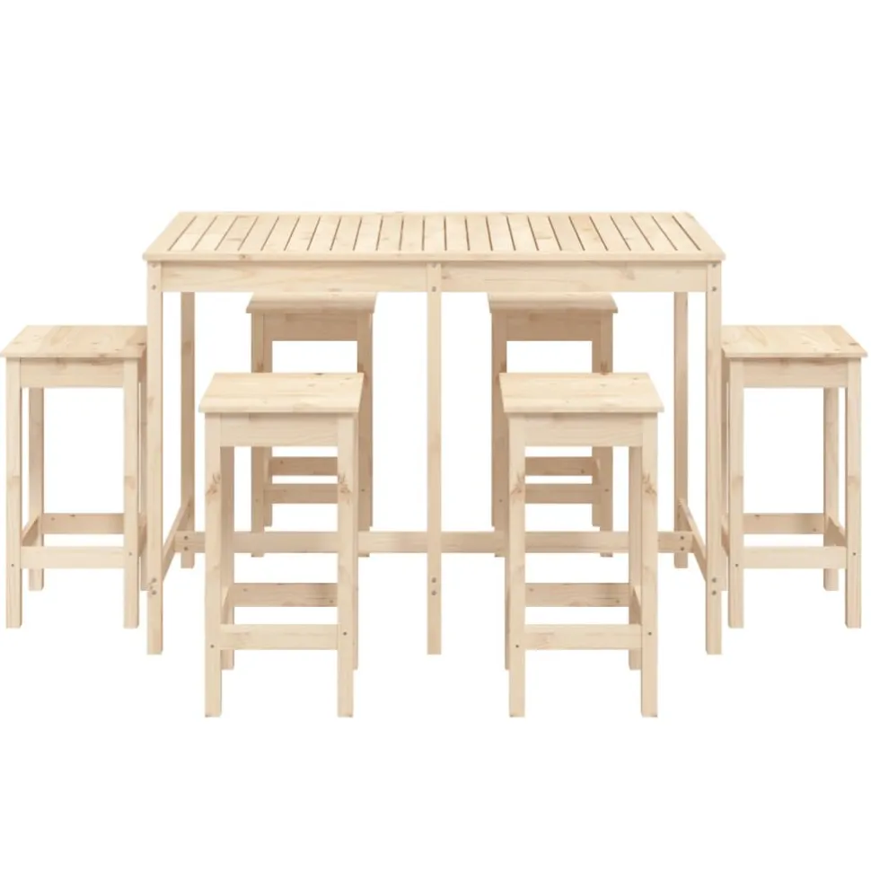 Puutarhan bistrosarja 7-osainen valkoinen täysi mänty (54756)
