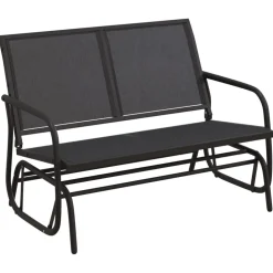 Puutarhan Keinupenkki musta 120,5x76x86,5 cm kangas ja teräs (62708)