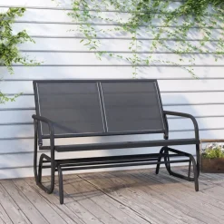 Puutarhan Keinupenkki musta 120,5x76x86,5 cm kangas ja teräs (62708)