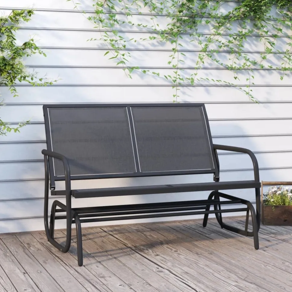 Puutarhan Keinupenkki musta 120,5x76x86,5 cm kangas ja teräs (62708)