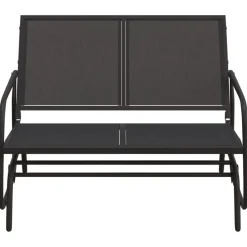 Puutarhan Keinupenkki musta 120,5x76x86,5 cm kangas ja teräs (62708)