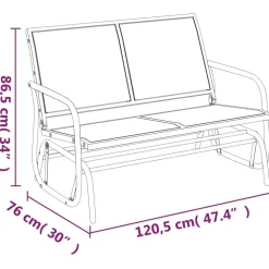 Puutarhan Keinupenkki musta 120,5x76x86,5 cm kangas ja teräs (62708)