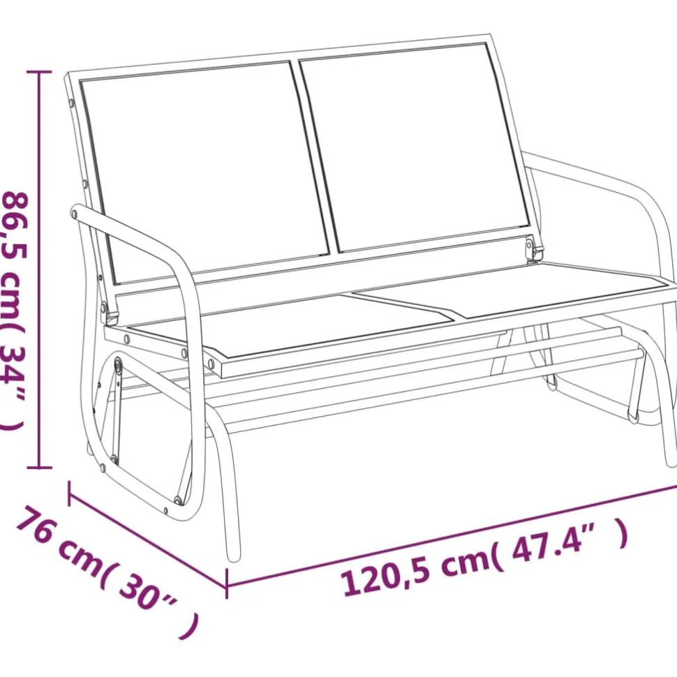 Puutarhan Keinupenkki musta 120,5x76x86,5 cm kangas ja teräs (62708)