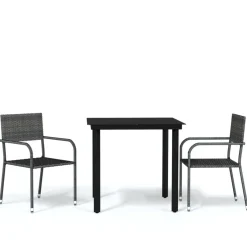 Puutarhan ruokailuryhmä 80 cm, harmaa, 3 osaa