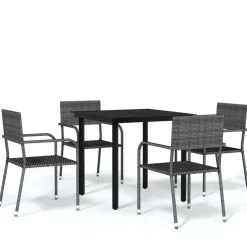 Puutarhan ruokailuryhmä 80 cm, harmaa, 3 osaa