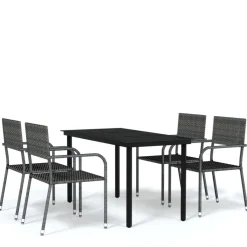 Puutarhan ruokailuryhmä 80 cm, harmaa, 3 osaa