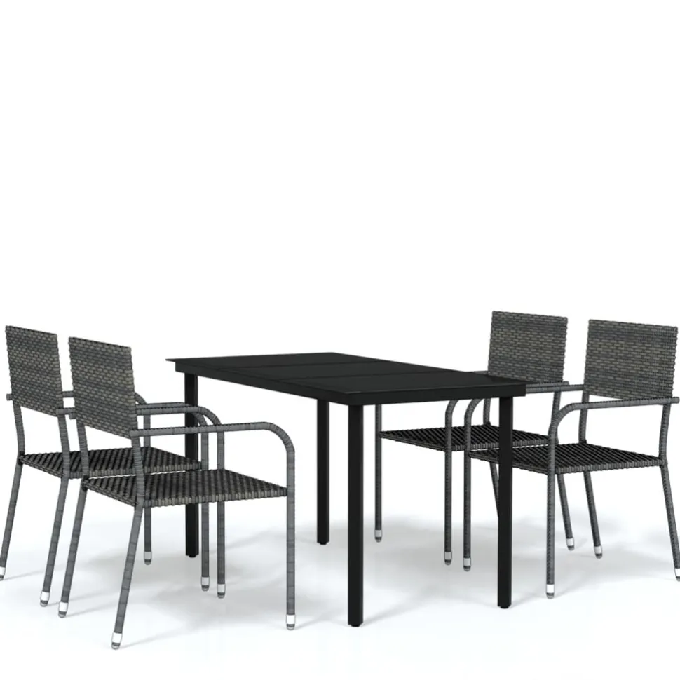 Puutarhan ruokailuryhmä 80 cm, harmaa, 3 osaa