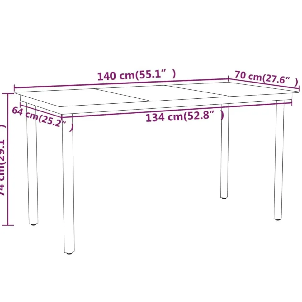 Puutarhan ruokailuryhmä 80 cm, harmaa, 3 osaa