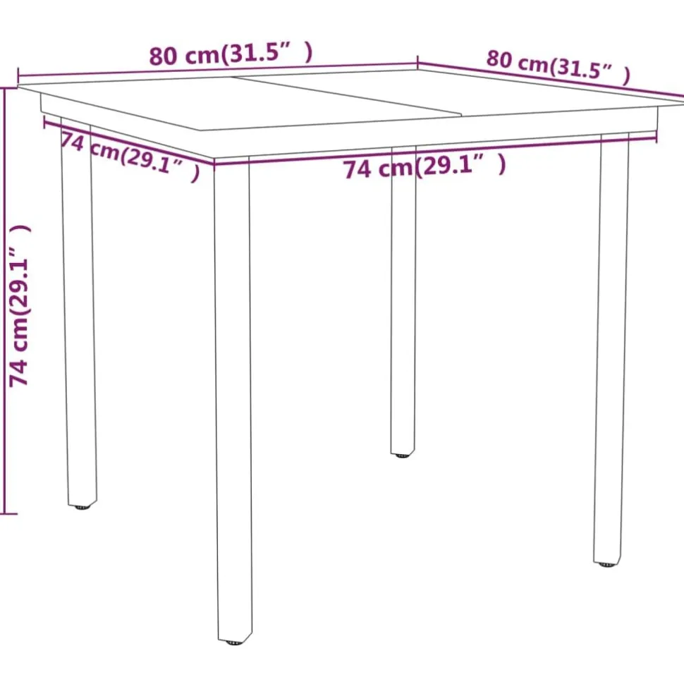 Puutarhan ruokailuryhmä 80 cm, harmaa, 3 osaa