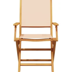 Puutarhan ruokailuryhmä 5-osainen beige kangas ja täysi puu (81703)