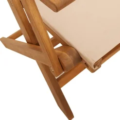 Puutarhan ruokailuryhmä 5-osainen beige kangas ja täysi puu (81703)